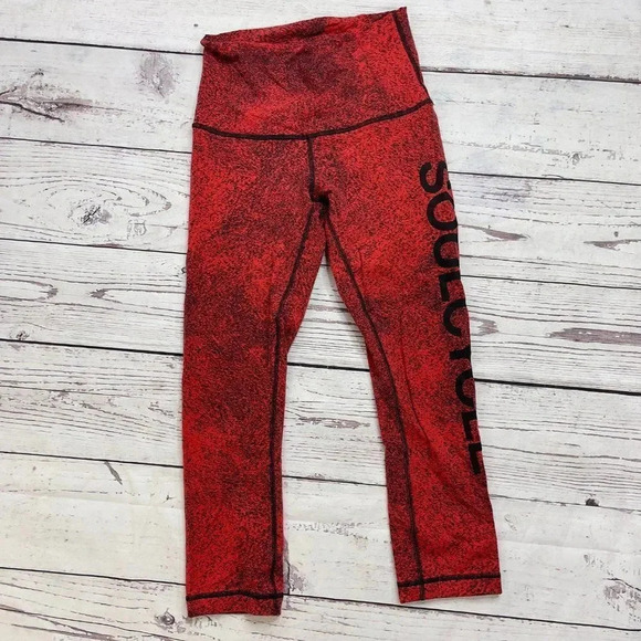 Lululemon Red Black soulcycle crop leggings - Picture 2 of 8